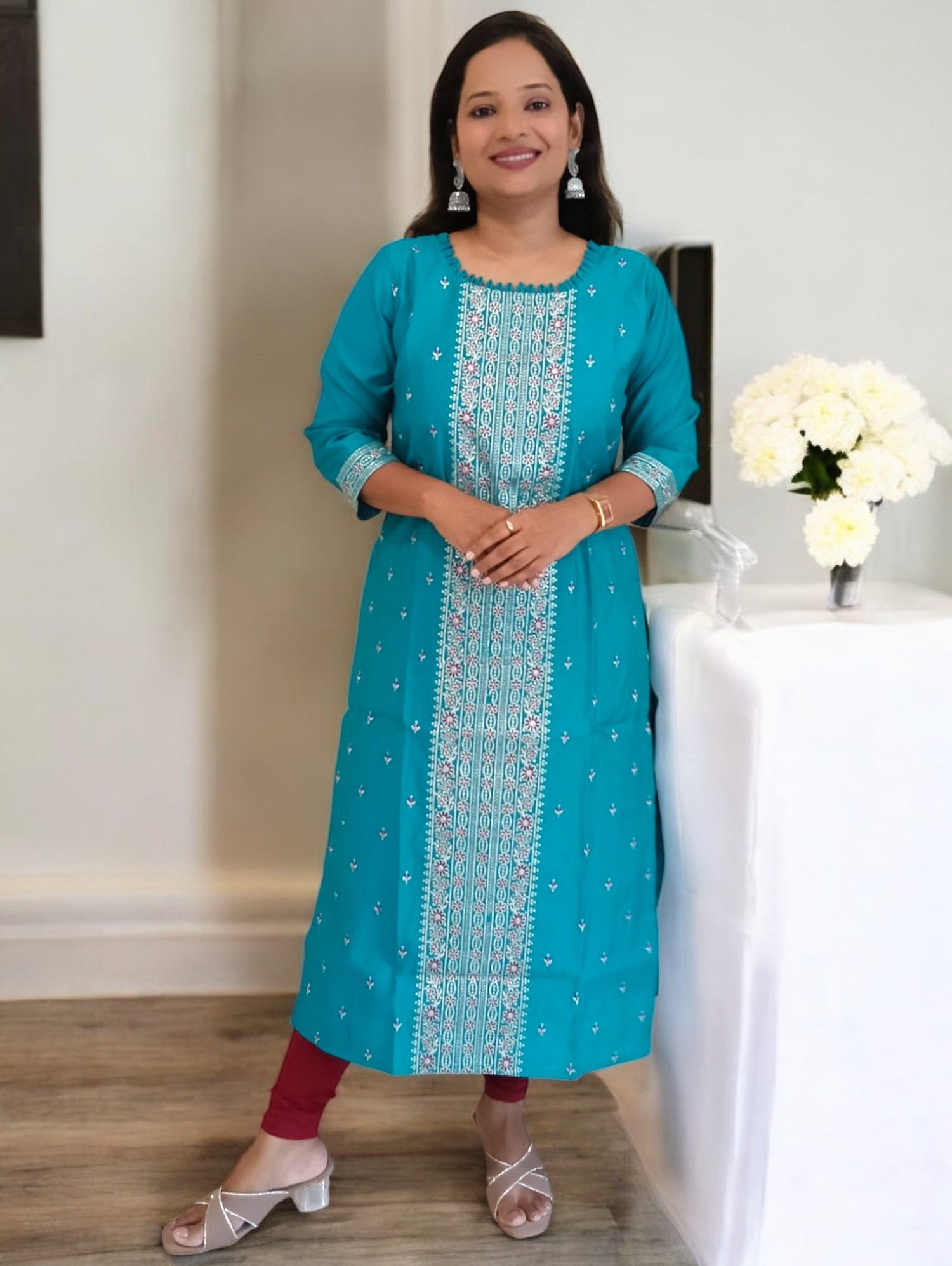 Occasion wear Kurti perfect for traditional Indian pooja or house warming parties