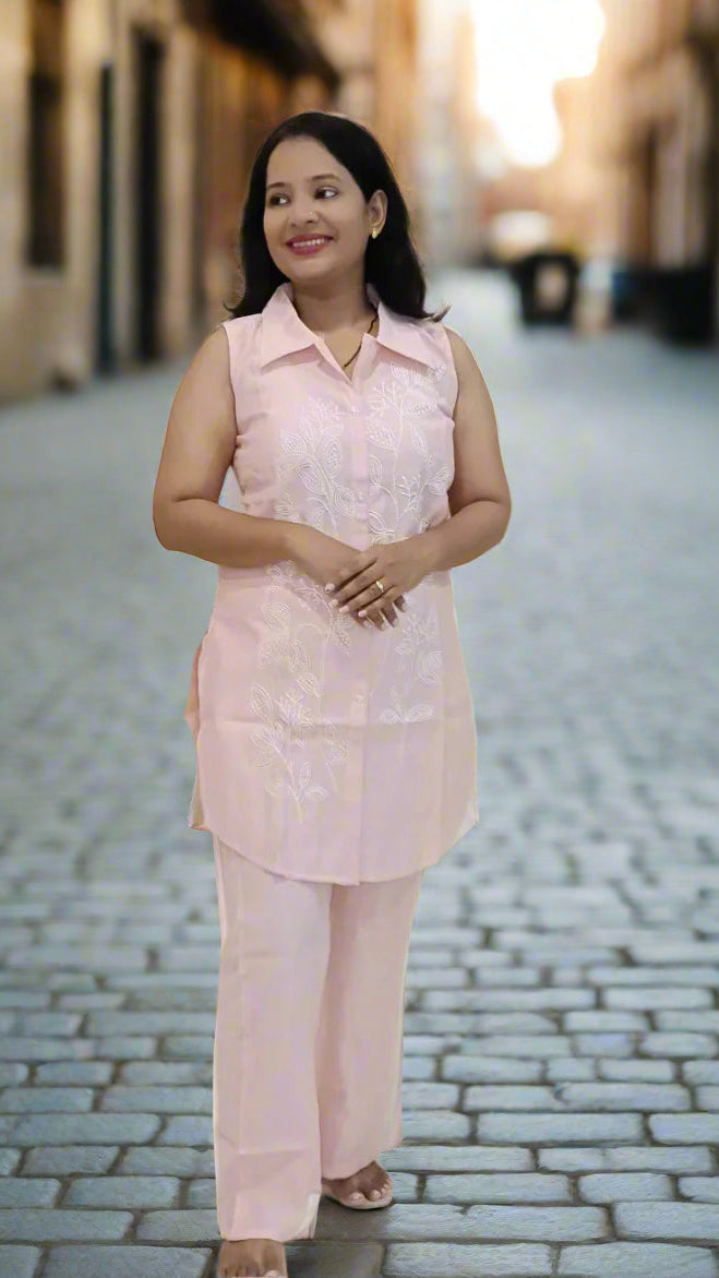 Peach Janani Co-ord Set