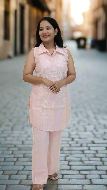 Peach Janani Co-ord Set