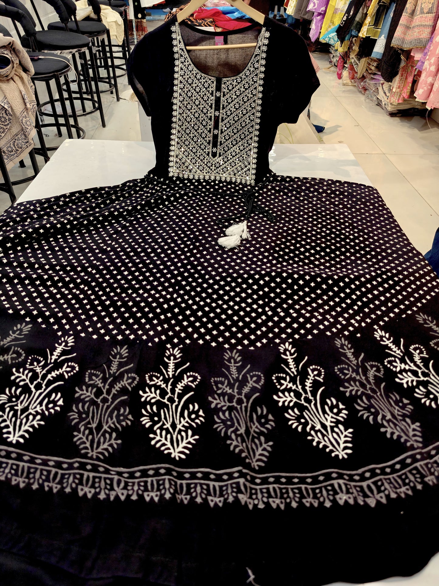 Black Anarkali Cotton Long Gown