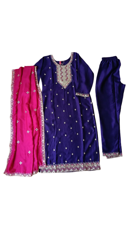 Purple Jaanki 3 Piece Set