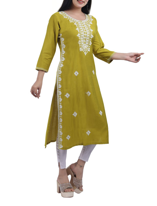 Apple Green Kesar Kurti