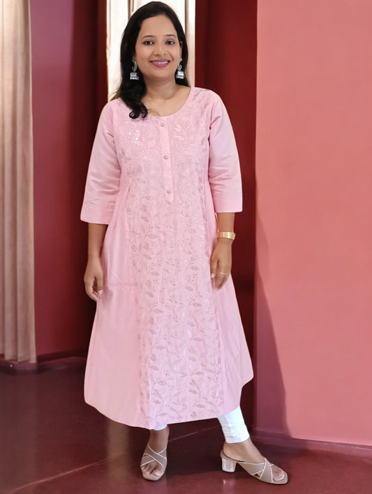 Pink Anamika Kurti