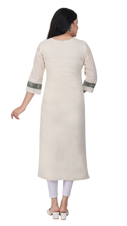 Cream Jeevika Chickankari Kurti