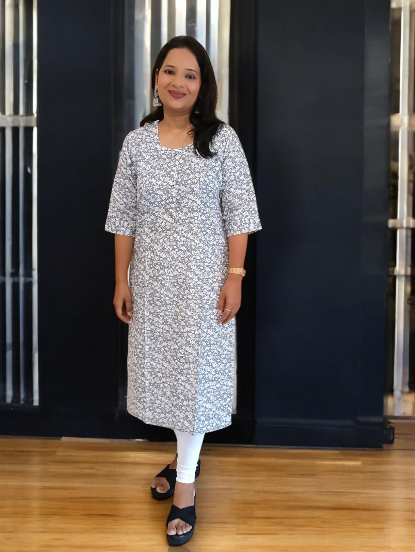 Floral Grey Anika Kurti