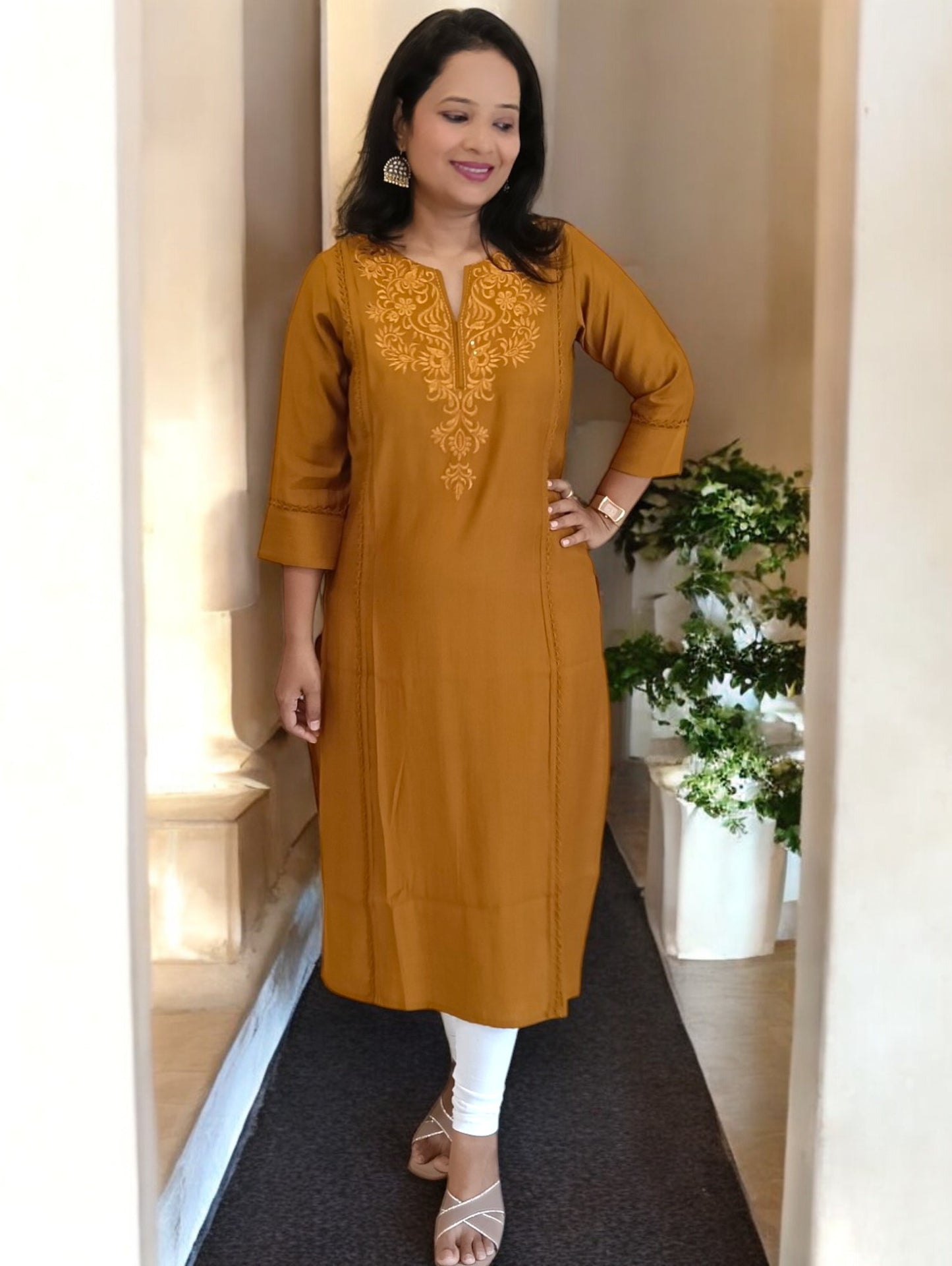Yellow Ochre Rajasi Kurti