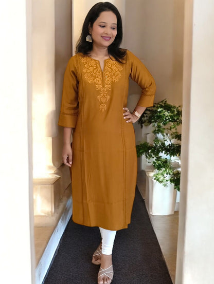 Yellow Ochre Rajasi Kurti