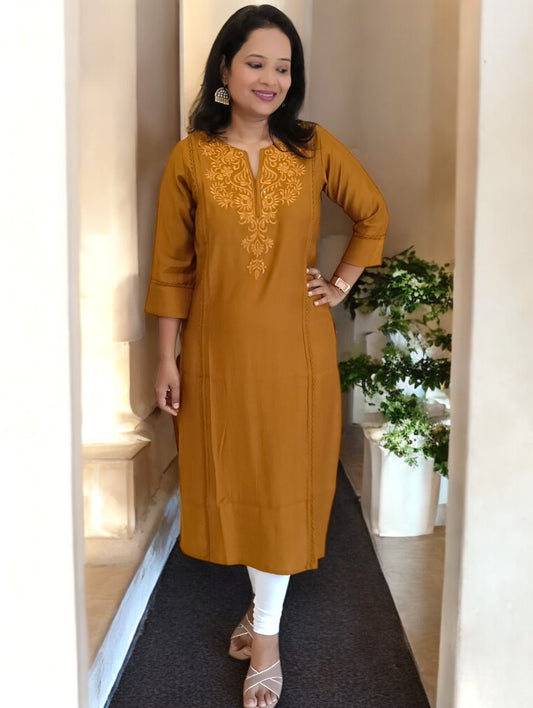 Yellow Ochre Rajasi Kurti
