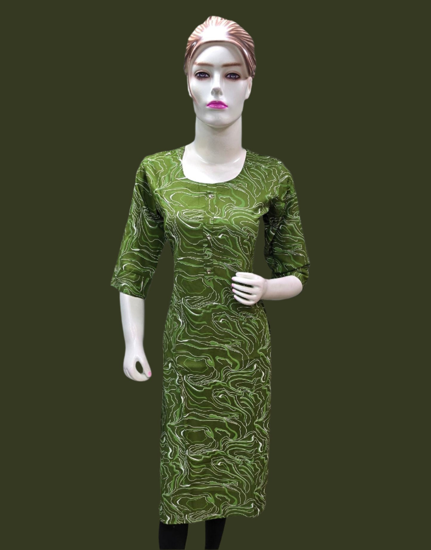 Green White Anika Kurti