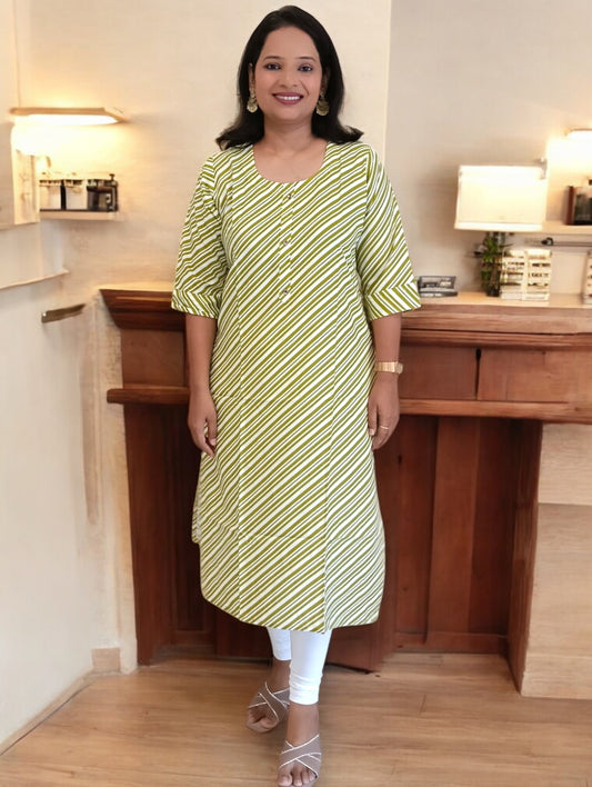 Apple Green White Anika Kurti