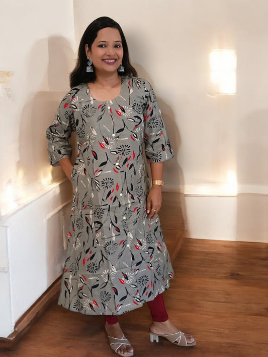Grey Khadi Cotton Kurti