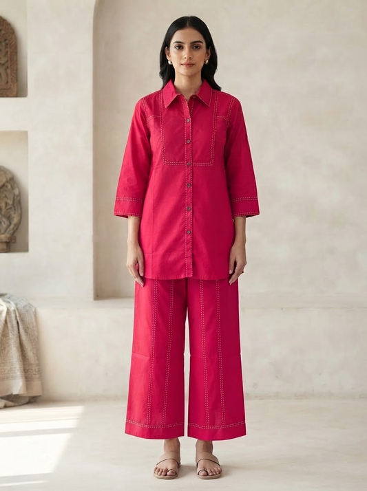 Sara Cotton Shirt Co-ord Set