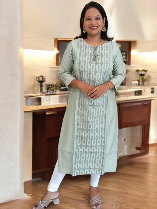 Pastel Green Silk Kurti