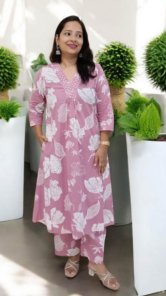 Pastel Pink Vaidehi Co-ord Set