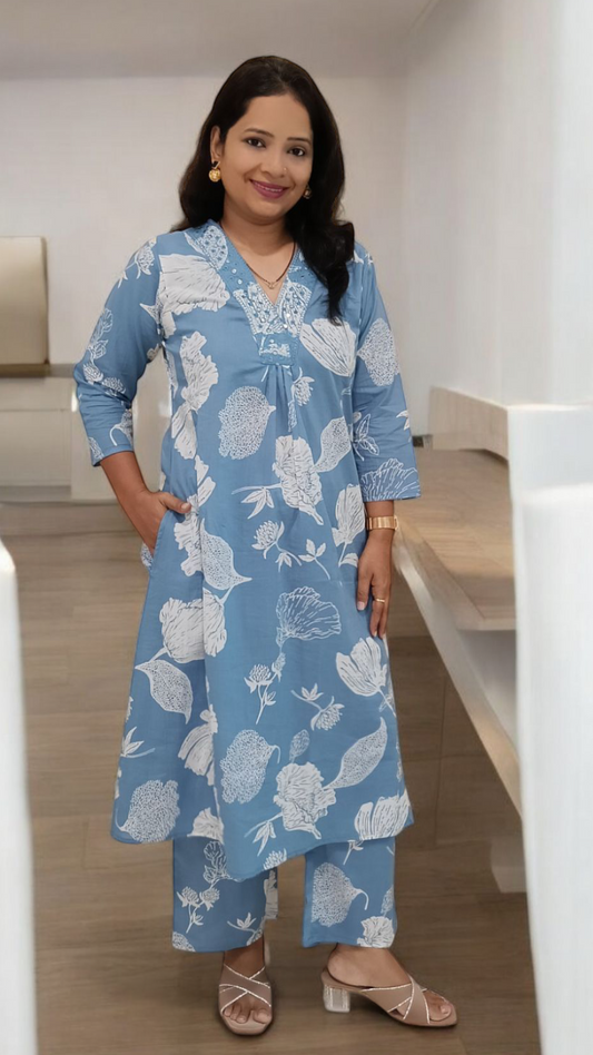 Pastel Blue Vaidehi Co-ord Set