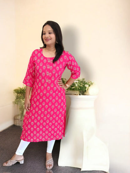 Pink_Anika_Kurti Rayon Daily wear Casual wear Kurti Kurta Kurthi Shaivee