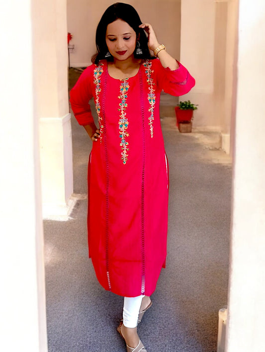 Pink Aaradhya Kurti Vatican Silk
