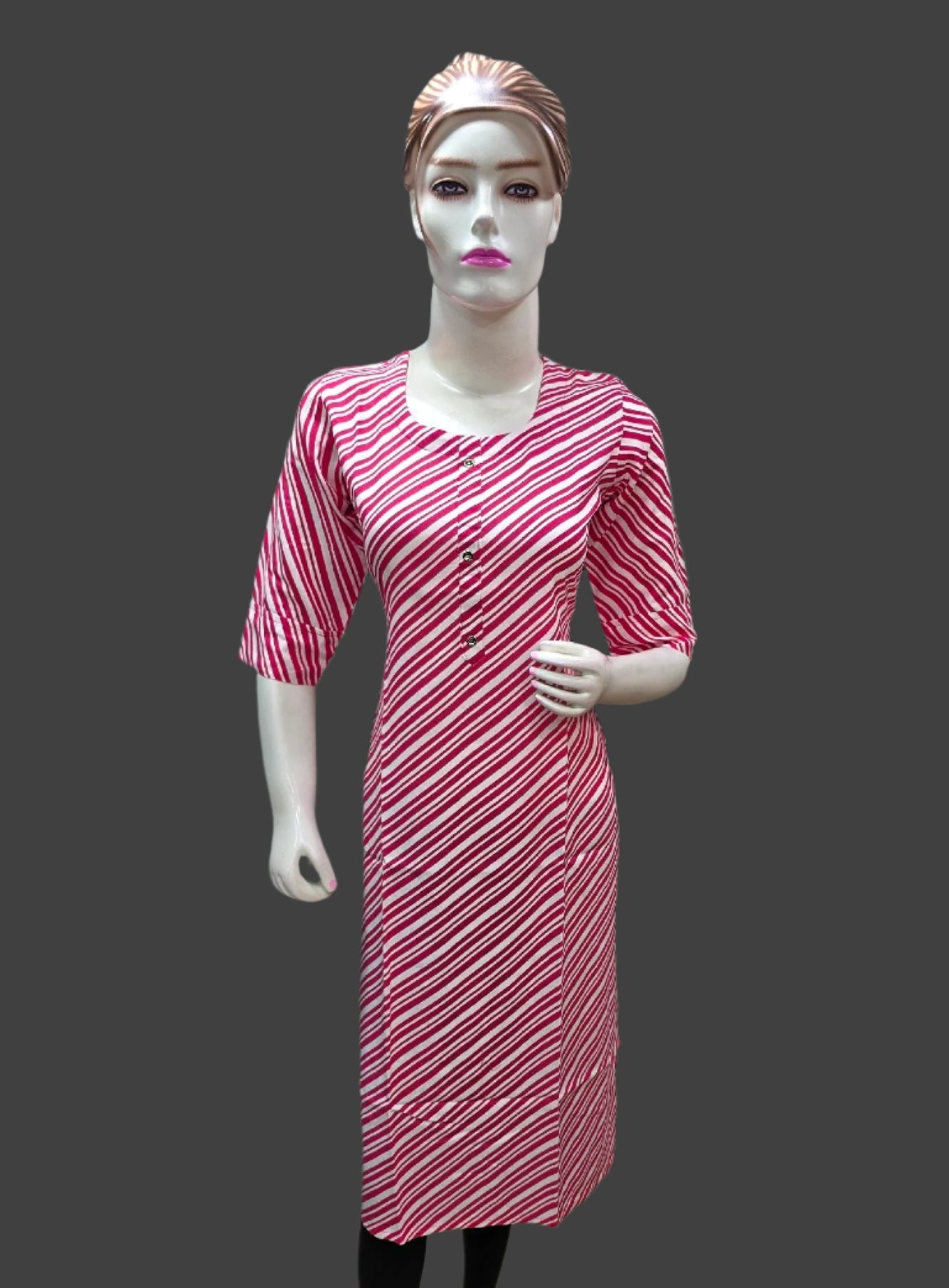 Rayon Pink_Leheriya_Kurti casual wear daily wear kurthi kurta Shaivee
