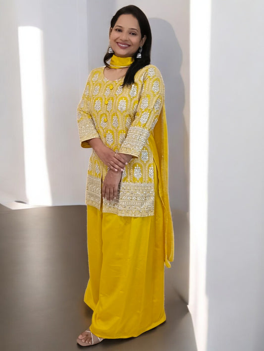 Yellow Aisha Short 3 Piece set