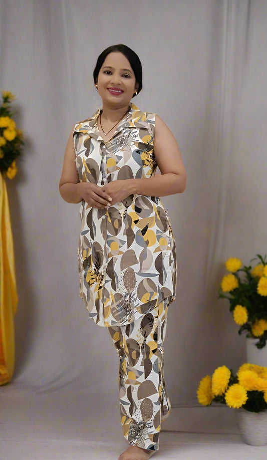 Yellow White Divya Co-ord Set