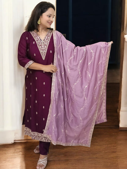 Wine Lavender Jaanki 3 Piece Set